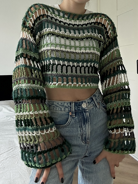 Forest green mesh top