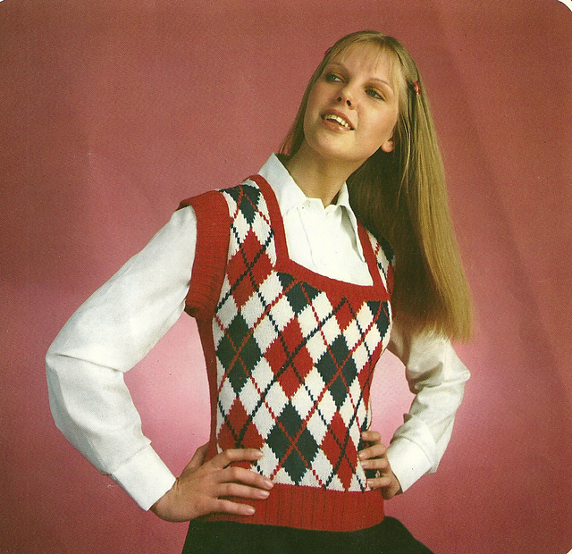 Square Neck Argyle Vest
