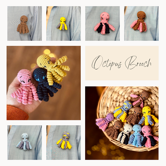 Mini Octopus Brooch