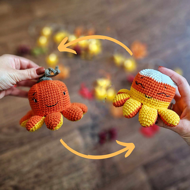 Reversible candy corn octopus