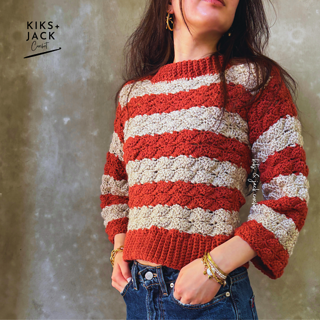 Ravelry: Cinnamon Cozy Stripe Crochet Sweater pattern by Kiks +