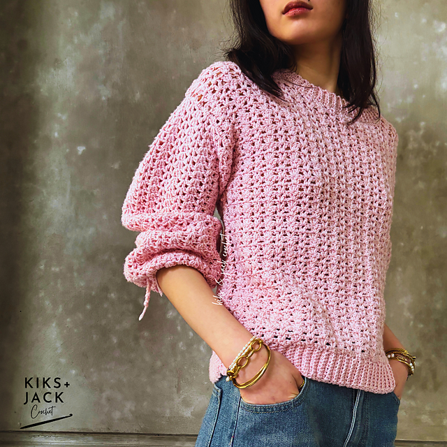 Happy Pink Crochet Sweater