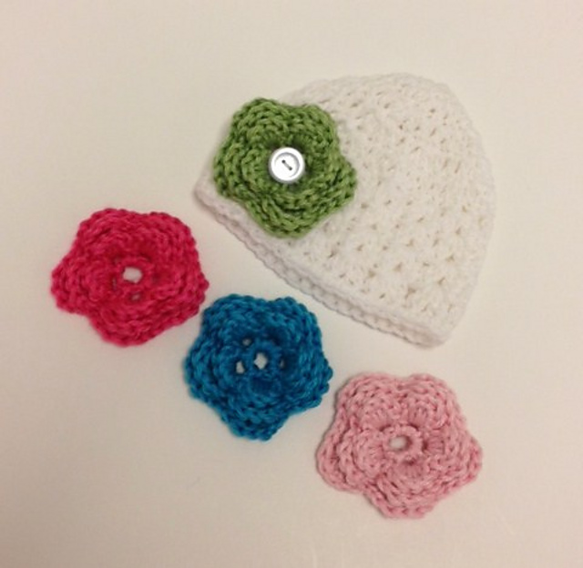 The MacKenzie Newborn Hat with 2 Interchangeable Flower Choices