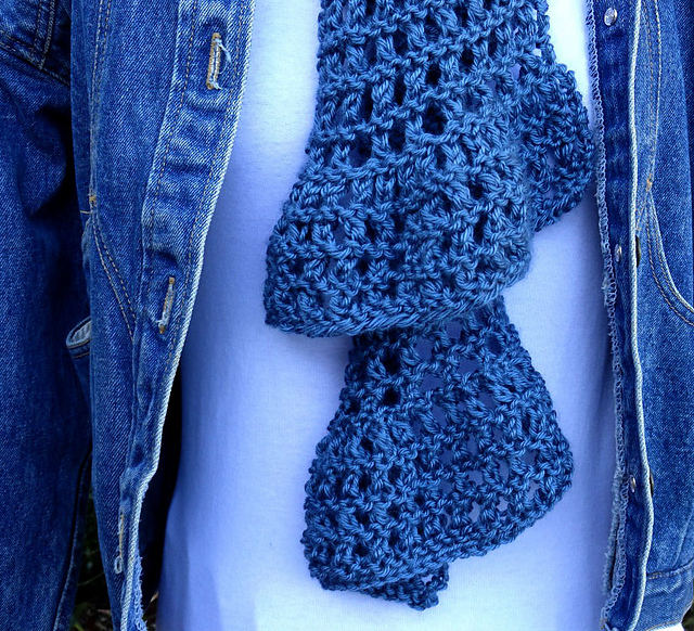 Lace Knit Scarf with Bias Ends