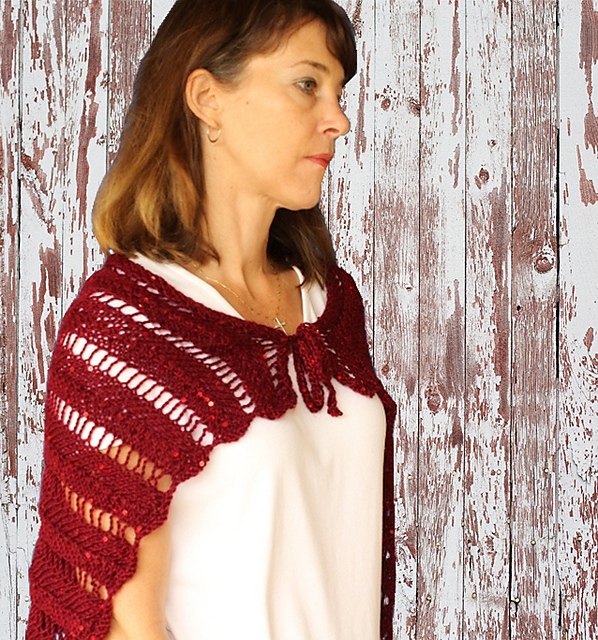 Lace Knit Tie Front Cape or Wrap