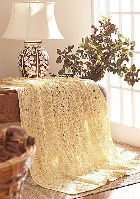 Cable and Lace Panels Afghan