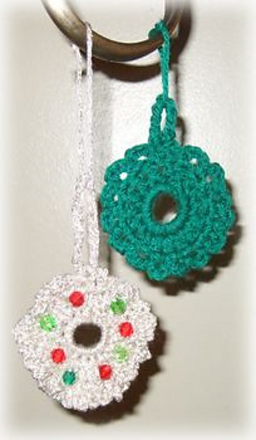 Crocheted Christmas Wreath Ornaments