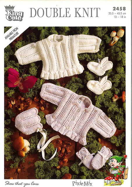 2458 Top, Coat, Bonnet, Mittens and Bootees