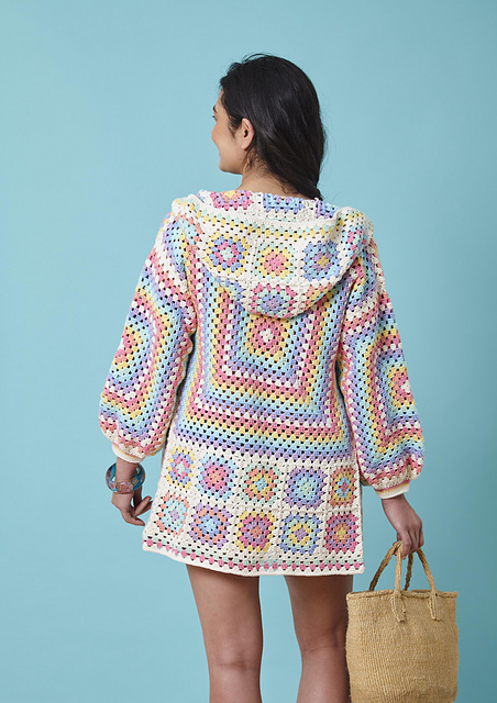 BK_FC_BK1 Hooded Granny Square Cardigan