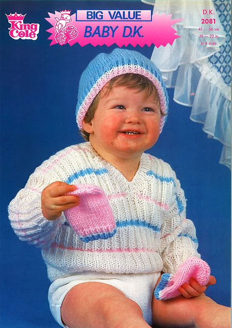 2081 Striped Sweater, Mittens and Hat
