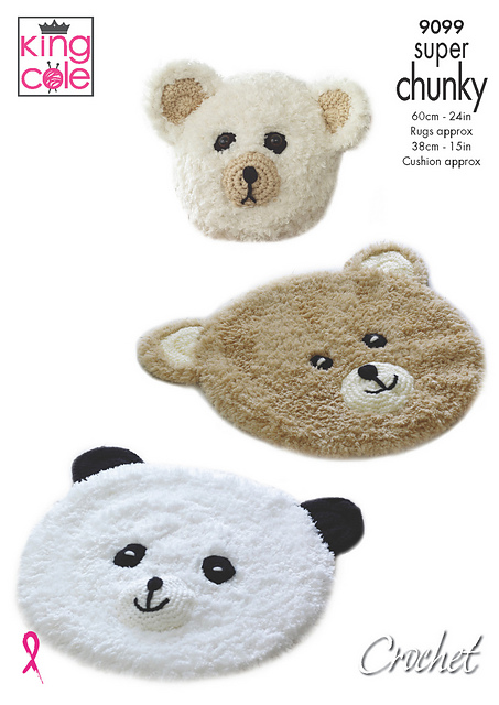 9099 Crochet Teddy and Panda rugs with cushion