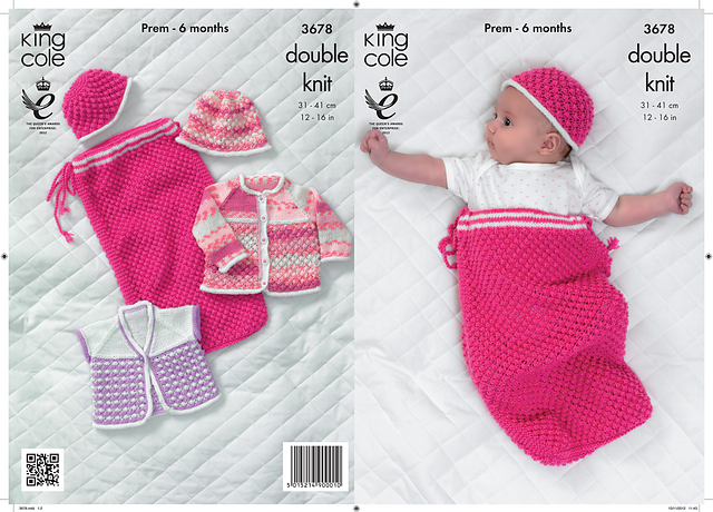 3678 Snuggle Sack, Jacket, Cardigan and Hat