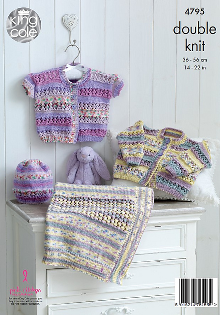 4795 Baby Cardigans, Hat & Blanket