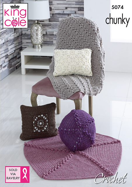 5074 Crochet Cushion & Throws
