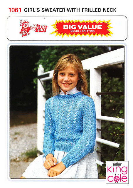 1061 Girl's Sweater with Frilled Neck