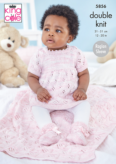5856 Dress, Cardigan, Blanket & Bootees