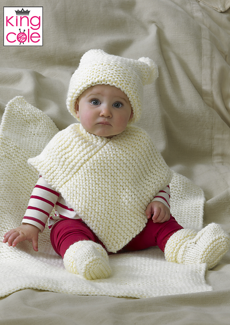 3392 Hat, Poncho, Bootees and Blanket
