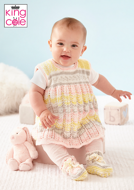 5966 Cardigan, Pinafore Dress, Hat and Bootees
