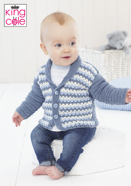 5414 Baby Boy's Jacket, Hat and Blanket