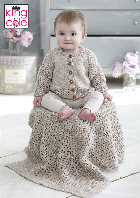 5239 Baby Raglan Cardigan, Blanket and Hat