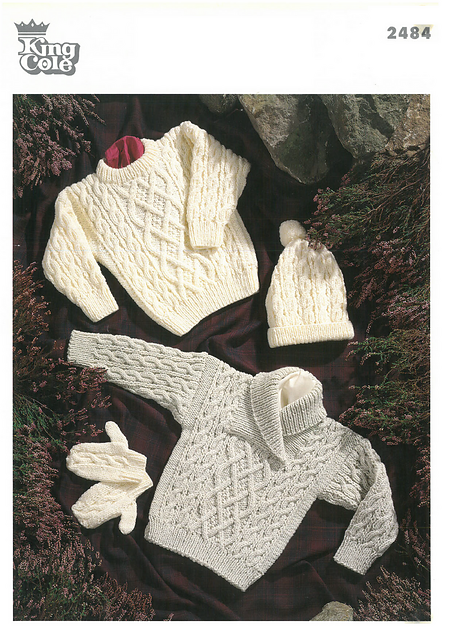 2484 Aran Sweaters, Mittens and Hat