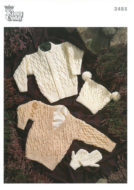 2485 V and Round Neck Cardigans, Mittens and Hat