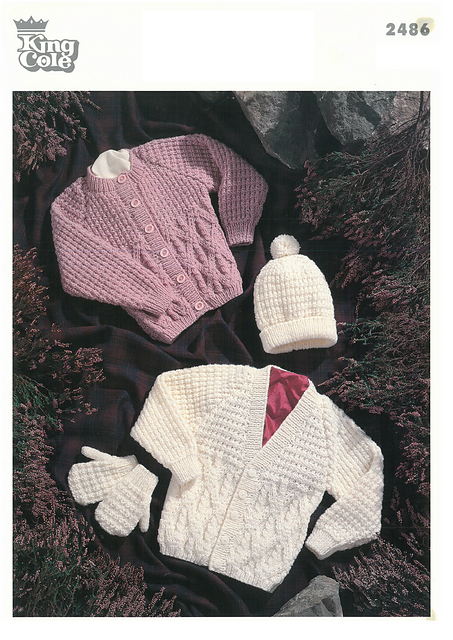 2486 Round and V Neck Cardigans, Mittens and Hat