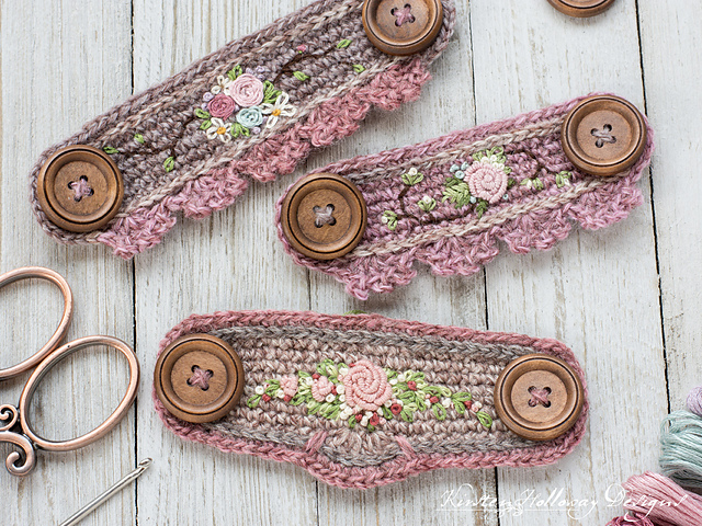 Embroidered Ear Saver - Crochet