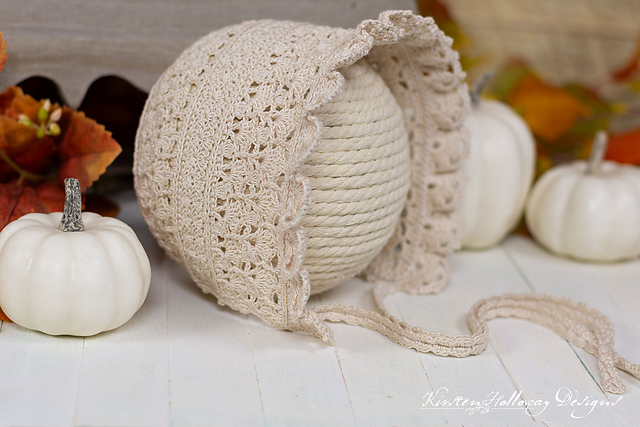 Ravelry: Pumpkin Spice Lace Baby Bonnet pattern by Kirsten Holloway