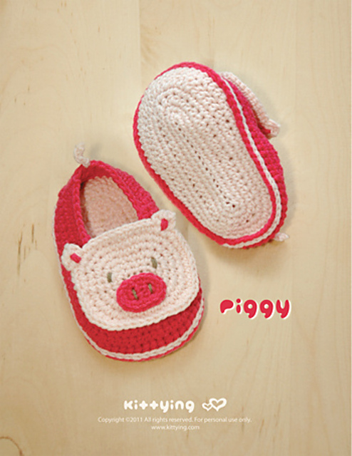 Ravelry: Piggy Baby Booties pattern by Kittying Ying