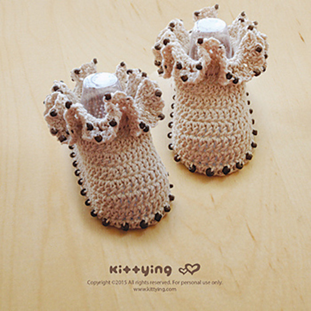Ruffled Coral Baby Booties
