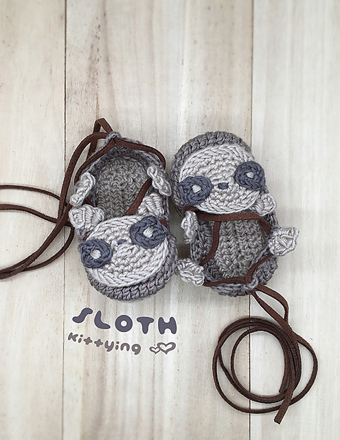 Sloth Baby Booties Tie Sandals