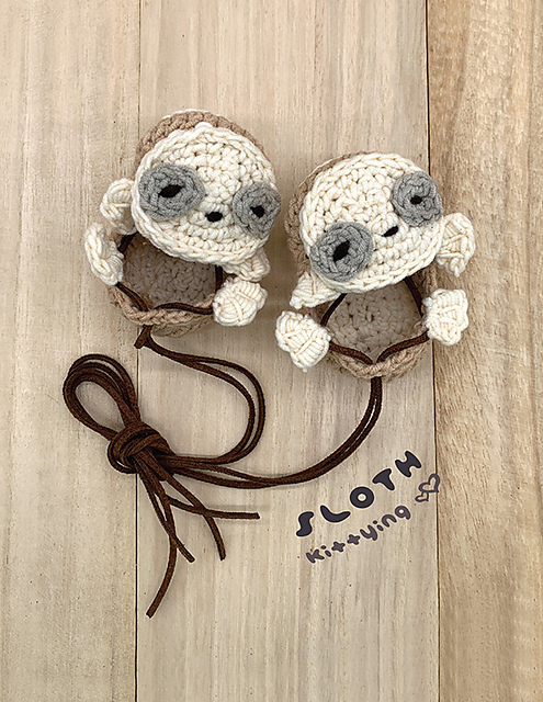 Sloth Preemie / Doll Shoes Tie Sandals