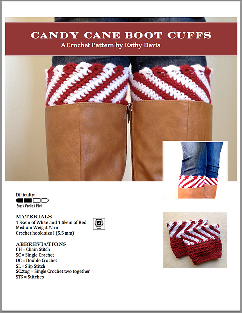 Candy Cane Boot Cuffs