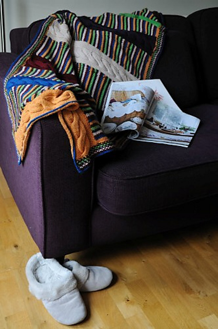 Cable and Stripes Snuggle Blanket
