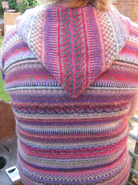 Stripes, Checks, and Curlicues Hoodie Vest 