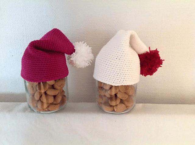 Santas hat for jam jars