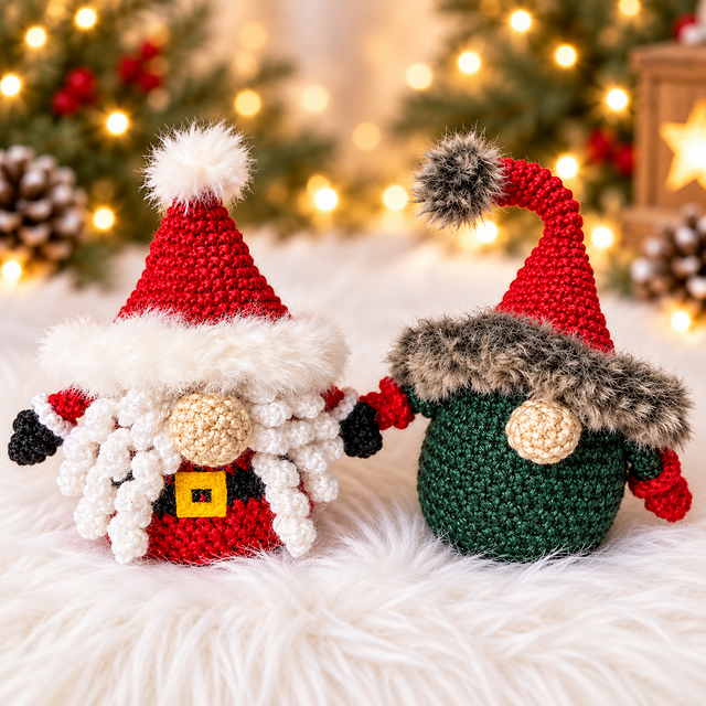 Gnome and Santa Amigurumi