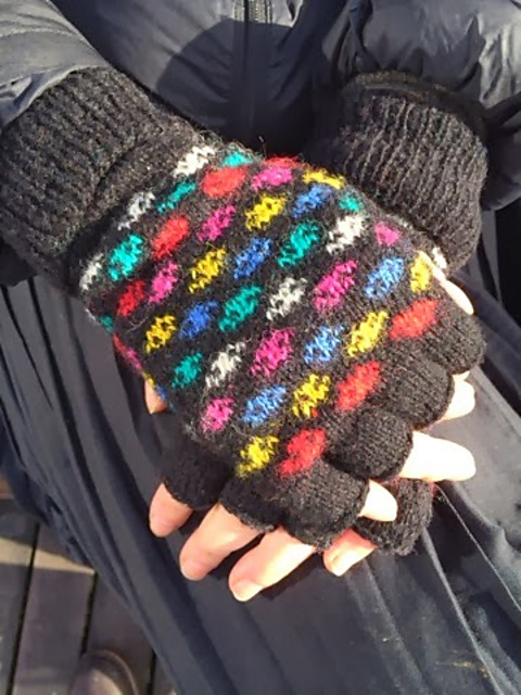 Fingerless Space Invader Gloves