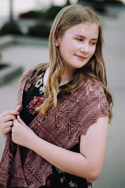 Midnight Mauve Garden Shawl