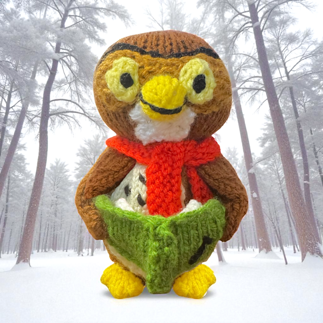 Christmas Owl choc orange cover / Pooh toy