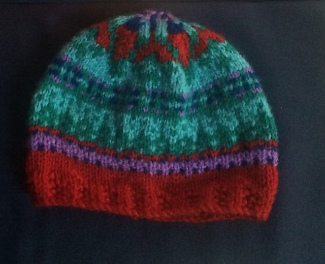 Fair Isle Mosaic Straight Needles Beanie