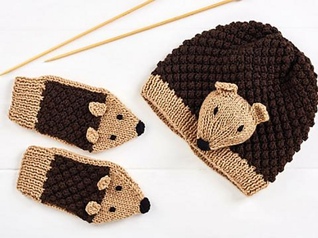 Woodland charm hedgehog hat and mittens