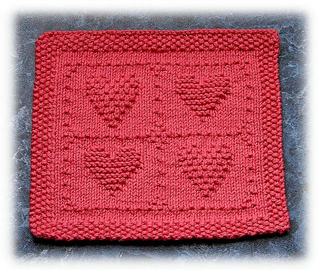 Framed Hearts Dishcloth