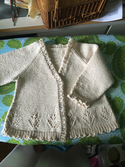 Cardigan and Bonnet with Floral Lace