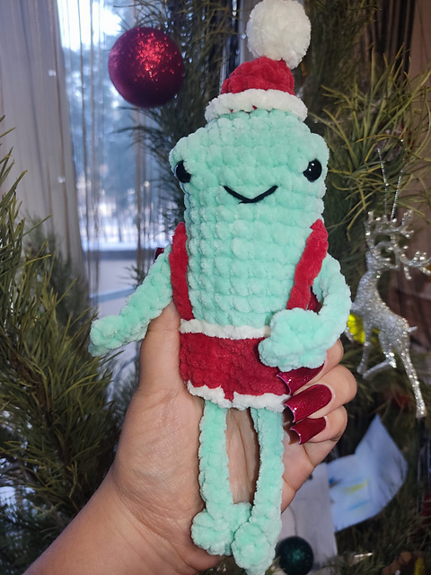 Mr. Santa Frog with Long Legs