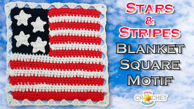 Stars and Stripes Crochet Square Motif