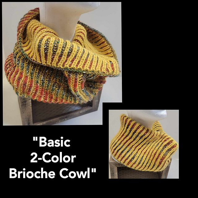 Basic 2-Color Brioche Cowl
