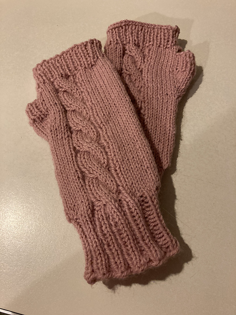 First Cable Fingerless Mitts