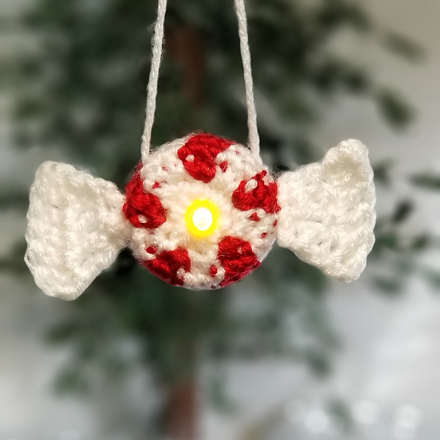 Fabric pink peppermint candy ornament main image 1